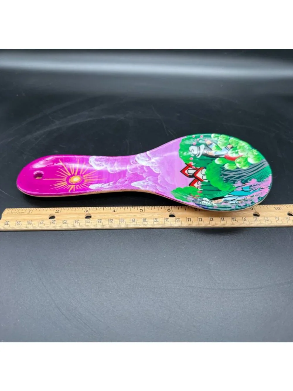 Guatemalan Folk Art Ceramic Spoon Rest Wall Decor Campesino Village Hand Painted